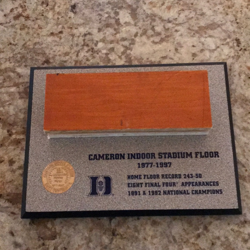 Piece of Dukes Basketball Floor.